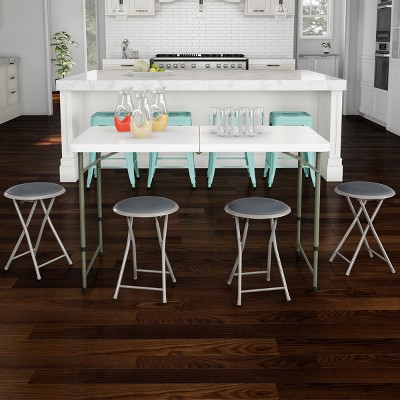 Lavish Home Set of 4 Folding Bar Stools, Heavy-Duty 18 in. Stool with 225lbs Capacity and Padded Seats for Dorm, Recreation or Game Room