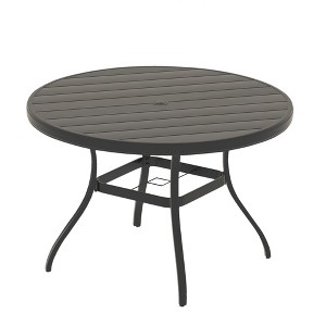 Gulches Outdoor Round Patio Dining Table for 4-6, All Weather Metal with Umbrella Hole, 40.6"x40.6"x28.35" - 1 of 4