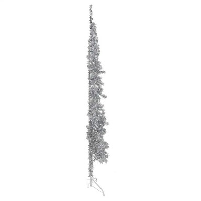 vidaXL Christmas Tree Decoration Slim Artificial Half Xmas Tree with Stand - Silver 82.7"