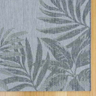 Ash Gray Synthetic Flat Woven Rectangular Indoor/Outdoor Rug