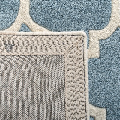 Handmade Blue and Ivory Tufted Wool Square Rug