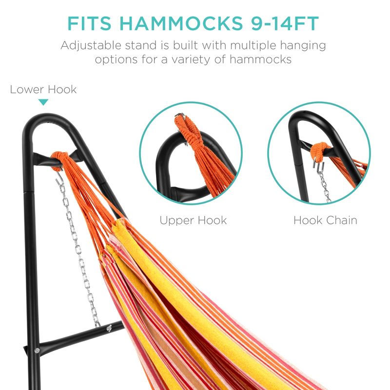Best Choice Products Outdoor Adjustable Steel Hammock Stand for 9-14ft Hammocks w/ Hooks, Carrying Bag, 450lb Capacity, 4 of 8