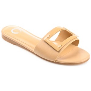Journee Collection Womens Clair Tru Comfort Foam Slide Low Block Heel Sandals Tan 11 - 1 of 4