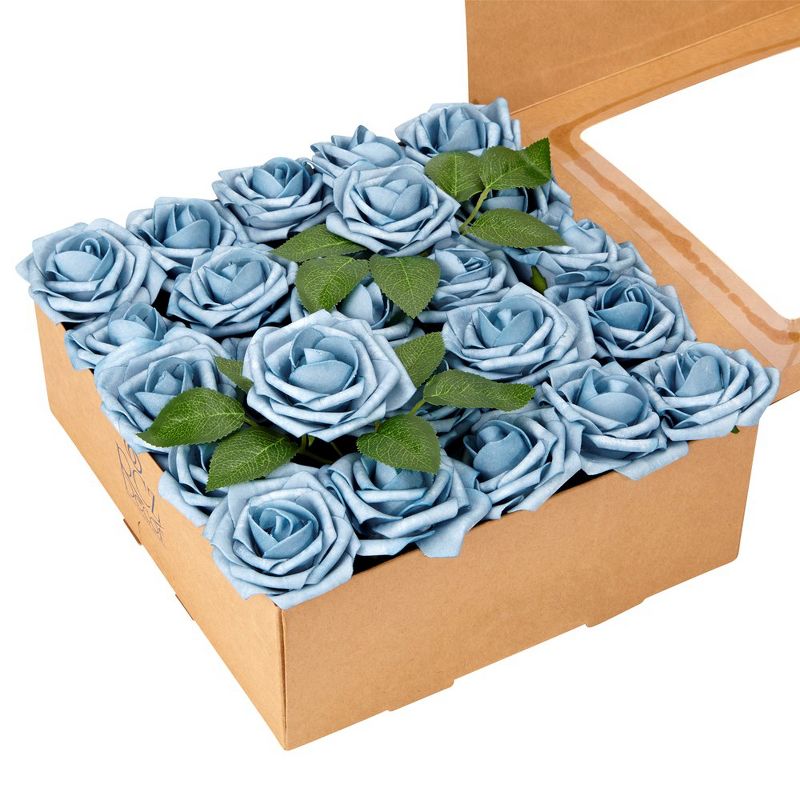 RCZ Décor Artificial Foam Roses for Decoration, Attractive Fake Flowers for DIY Wedding Centerpieces, Includes: 50 Roses with Stems and 20 Leaves, 1 of 6