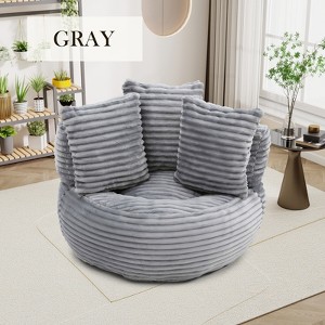 Hrinhom 45" W Modern Bean Bag Chair,Corduroy Lazy Sofa Couch with Pillows and Handle - 1 of 4