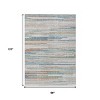 Linen And Pale Aqua Striped Washable Indoor Outdoor Area Rug - 3 of 4