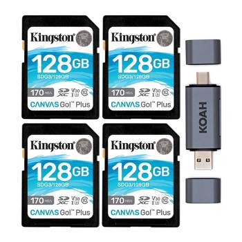 Kingston 128GB SDXC 170MB/s Read Memory Card (4-Pack) with SD Card Reader