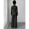 Women's Collared Button Down Shirt and Wide Leg Pants Two Piece Set Ribbed Knit Casual & Formal Outfit - 3 of 3