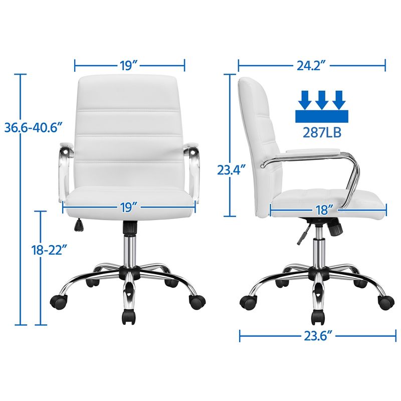 Yaheetech Mid-Back Office Chair with Arms 360° Swivel PU Leather Office Executive Chair, 4 of 10
