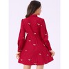 INSPIRE CHIC Women's Casual Long Sleeve Half Placket Embroidered Floral Mini Shirt Dress - 4 of 4
