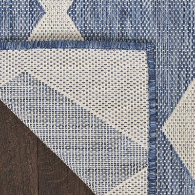 Navy Blue Diamond Pattern 6' x 9' Outdoor Rug