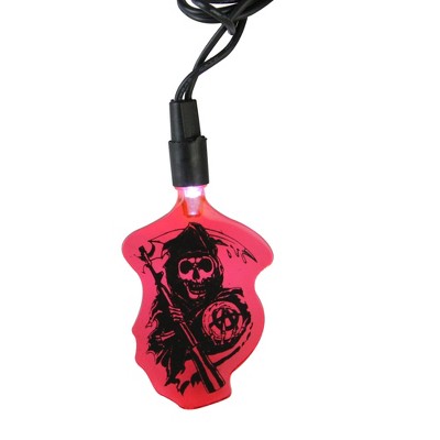 Kurt S. Adler 10 Red Sons of Anarchy Grim Reaper LED Mini Christmas Lights - 8.75 ft Black Wire