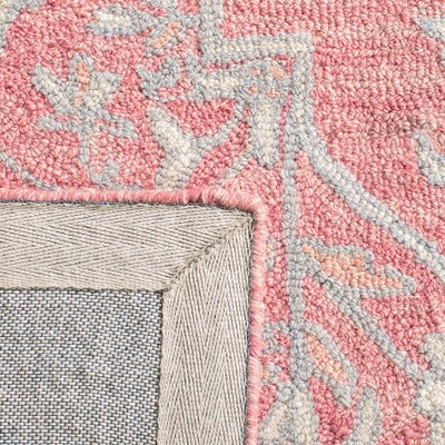 Hand-Tufted Medallion Pink/Ivory Wool 3' Square Rug