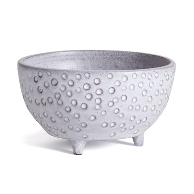 Plum & Post 9" Marisol Round White Decorative Terracotta Flower Plant Floral Flowerpot