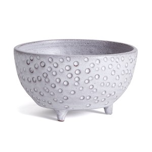 Plum & Post 9" Marisol Round White Decorative Terracotta Flower Plant Floral Flowerpot - 1 of 1