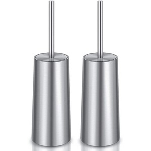 2-Pack Toilet Brush and Holder Set, Stainless Steel Toilet Bowl Brush with Ergonomic Handle for Bathroom - 1 of 4