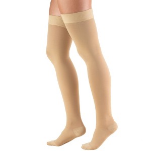Truform 30-40 mmHg Compression Stockings for Men and Women, Thigh High Length, Dot-Top, Closed Toe Beige X-Large - 1 of 4