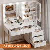 Modern Makeup Vanity Desk with Adjustable Mirror, Built in Charging Station, 5 Drawers - 3 of 4