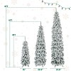 White Flocked Pre-Lit Pencil Christmas Tree Set,4ft 6ft 8ft Slim Artificial Holiday Decoration with 11 Lighting Modes-Baofuwish - 4 of 4