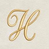 Avanti  Ivory with Gold Script Monogram Fingertip Towel Letter   H - 2 of 3