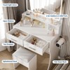 Vanity Desk with Mirror, LED Lights and Power Outlet Makeup Charging Station, 2 Drawers, Open Shelves, 3 Color Modes, Adjustable Brightness - 4 of 4