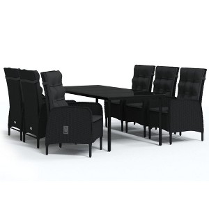 vidaXL Patio Dining Set with Cushions - Black, 7 Piece, 55.1" Table Length - 1 of 4