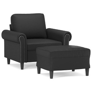 vidaXL Sofa Chair with Footstool Black 23.6" Faux Leather - 1 of 4