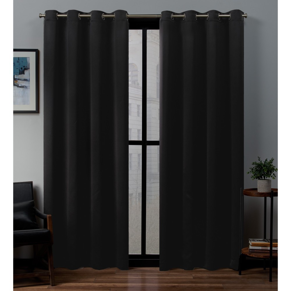 Photos - Curtains & Drapes Set of 2  Sateen Woven Blackout Grommet Top Window Curtain Panel(63"x52")