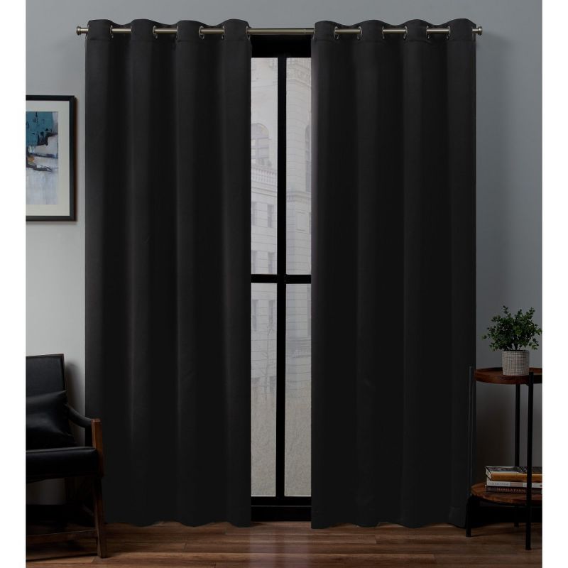 Set of 2 Sateen Twill Weave Insulated Blackout Grommet Top Window Curtain Panels - Exclusive Home, 1 of 15