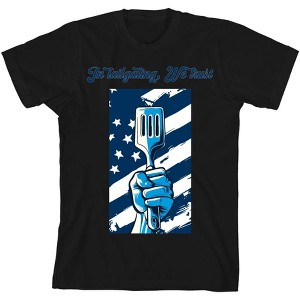 "In Tailgating We Trust" American Flag And Spatula Youth Short Sleeve Tee - 1 of 2