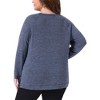 Agnes Orinda Women's Plus Size Crew Neck Long Sleeve Side Split Shirt Casual Ribbed Knit Blouse - 4 of 4