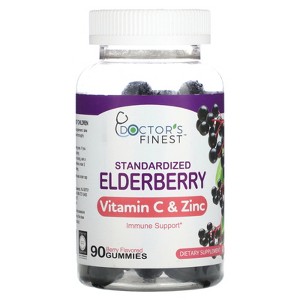 Doctor's Finest Standardized Elderberry, Vitamin C & Zinc, Berry, 90 Gummies - 1 of 2