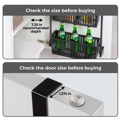 Smart Design 8-Tier Over The Door Hanging Pantry Organizer with 6 full Baskets and 2 Deep Baskets Black: Steel Kitchen Storage, 77" Height — фото 6