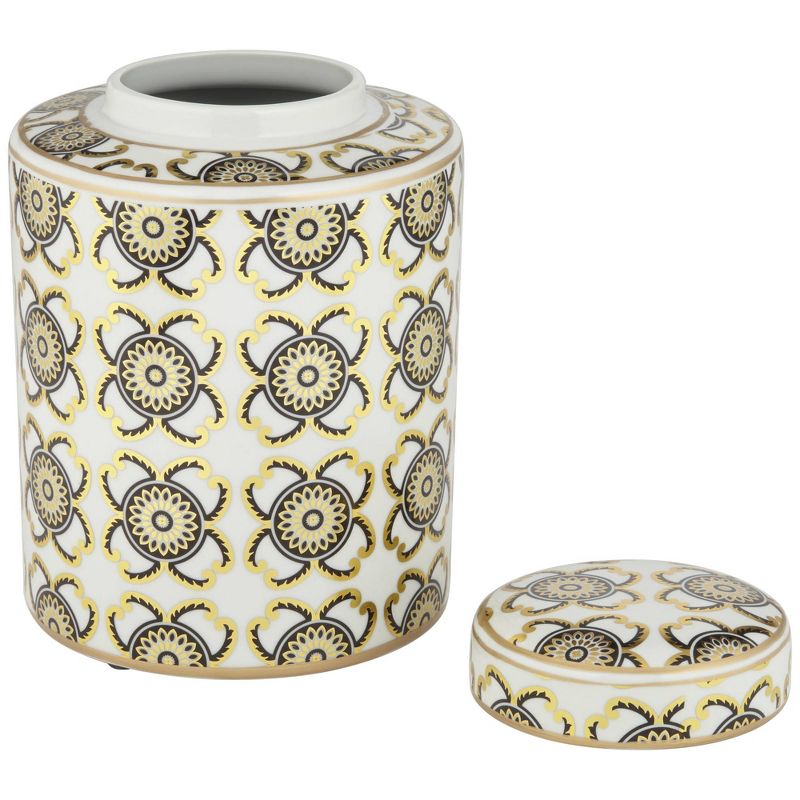 Dahlia Studios Beka White and Gold 11" High Decorative Jar with Lid, 5 of 6