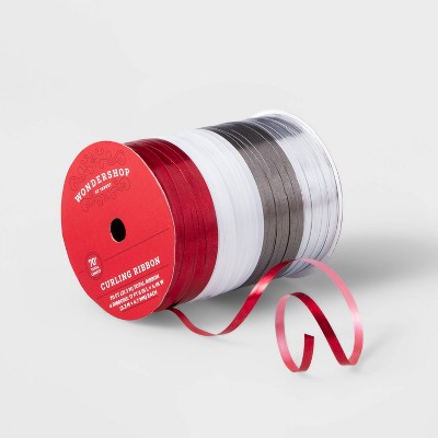 4 End Curl Ribbon Red/White/Silver 70ft - Wondershop™