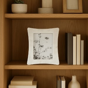 Stylish Curved Marble Picture Frame - Modern Photo Frame for Tabletop Centerpiece, Entryway, Living Room, Bedroom and Office Desk Decor - 10", White - 1 of 4