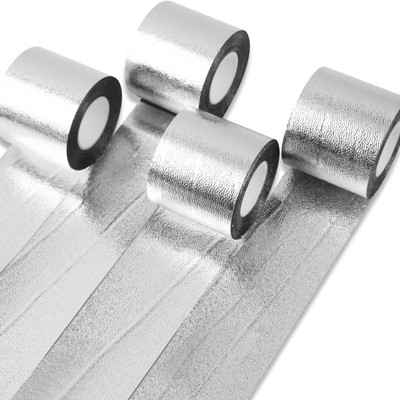 PartyWoo Crepe Paper Streamers Silver Foil 4 Rolls 328 ft 1.8 In x 82 Ft Roll
