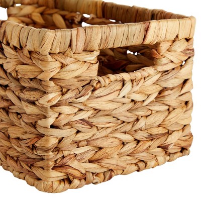 Small Rectangular Hand-Woven Wicker Storage Baskets, Set of 2