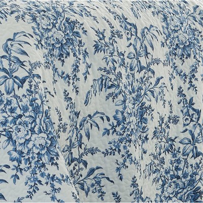 King Size Blue and White Cotton Reversible Quilt Set