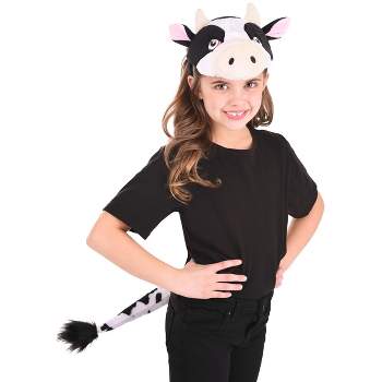 HalloweenCostumes.com    Cow Plush Headband & Tail Accessory  Kit, Black/White/Pink