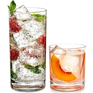 Le'raze Elegant Acrylic Drinking Glasses [Set of 16] Attractive Clear Plastic Tumblers - Unbreakable Drinkware Set Ideal for Indoor and Outdoor - 1 of 4