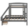 NicBex Twin Size Bunk Bed Triple Wooden Bed Frame with Shelves, 2 Drawers, Storage Stairs and Full Length Guardrail, No Box Spring Required - 4 of 4