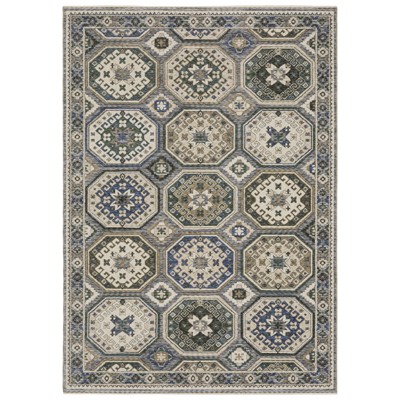 Oriental Weavers Hastings HA05H Ivory/ Blue Indoor Area Rug - 3'10" x 5'5"