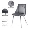 Modern Grey Velvet Dining Chairs , Fabric Accent Upholstered Chairs Side Chair with chrome Legs for Home Furniture Living Room Bedroom (set of 4) - 3 of 4