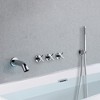 Sumerain Wall Mount Tub Filler Waterfall Tub Faucet with Handheld Shower and 3 Cross Handles, Chrome - 2 of 4