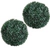 Solar Powered LED Faux Topiary Ball Pair Set of 2 Pre-lit Artificial Boxwood Balls with Rechargeable Battery Outdoor Greenery Decor by Pure Garden - image 4 of 4