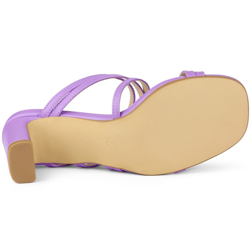 Allegra K Women's Strappy Block Heels Slide Sandals, 5 of 7