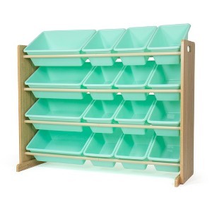 Humble Crew Kids' Toy Organizer with 16 Storage Bins Natural/Mint - 1 of 4