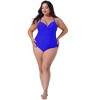 Women's Plus Size Ruched Padded Slimming V Neck High Waist One Piece Swimsuit - Agnes Orinda - 3 of 4