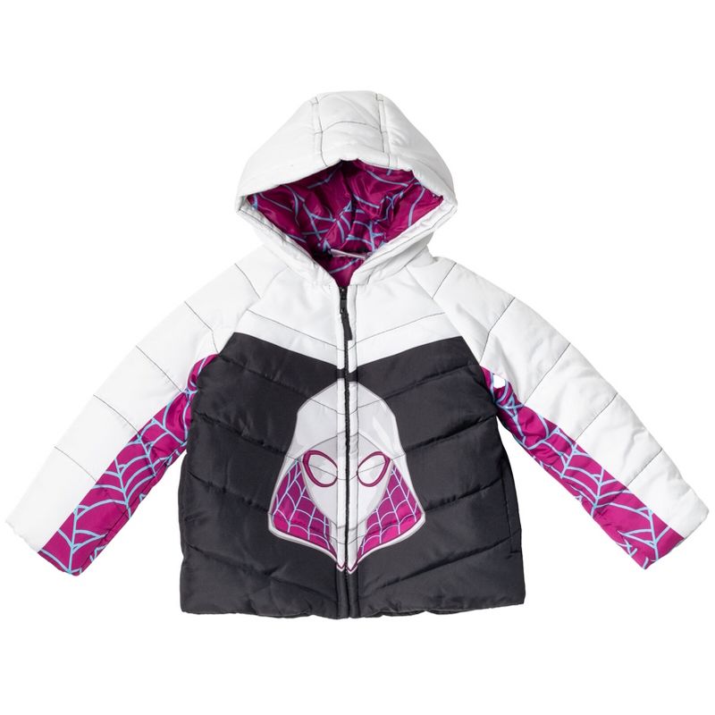 Marvel Spidey and His Amazing Friends Ghost-Spider Girls Zip Up Puffer Jacket Toddler, 3 of 8